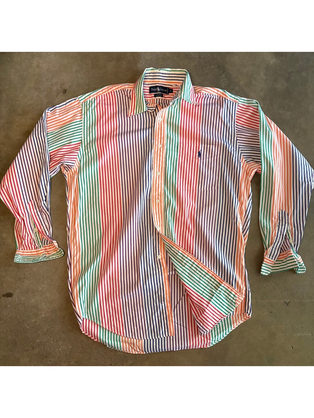Vtg Ralph Lauren Men Sz Medium Striped Button-Up Shirt